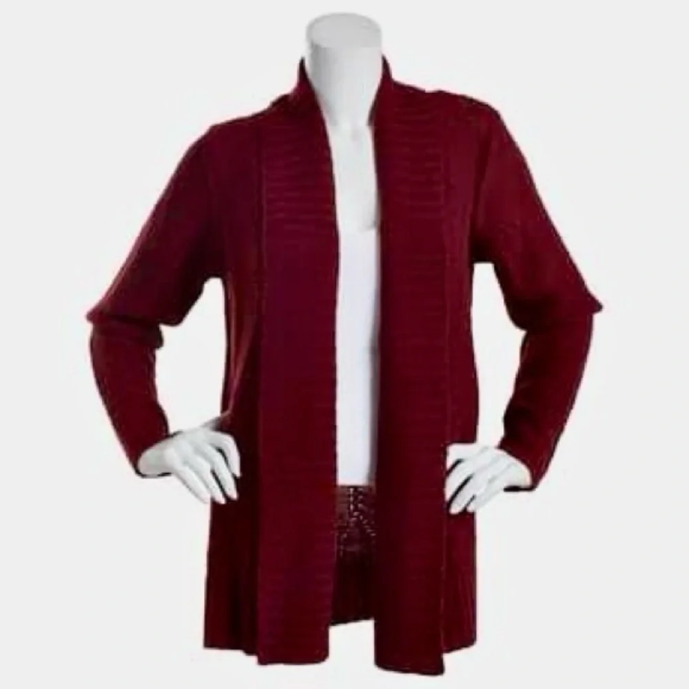 Jason Maxwell Burgundy Knit Cardigan Sweater